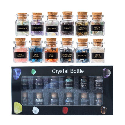 12-Piece Natural Crystal Gemstone Wishing Bottle Set