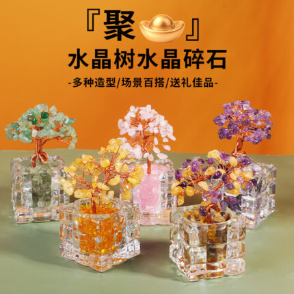 Crystal Wealth Tree Office Desk Decor
